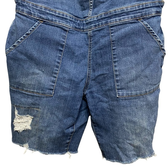 A:Glow Denim Maternity Short Overalls Distressed Adjustable Waist Size Small - Picture 4 of 8